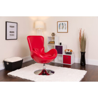 Flash Furniture Leather Egg Series Reception-Lounge-Side Chair in Red